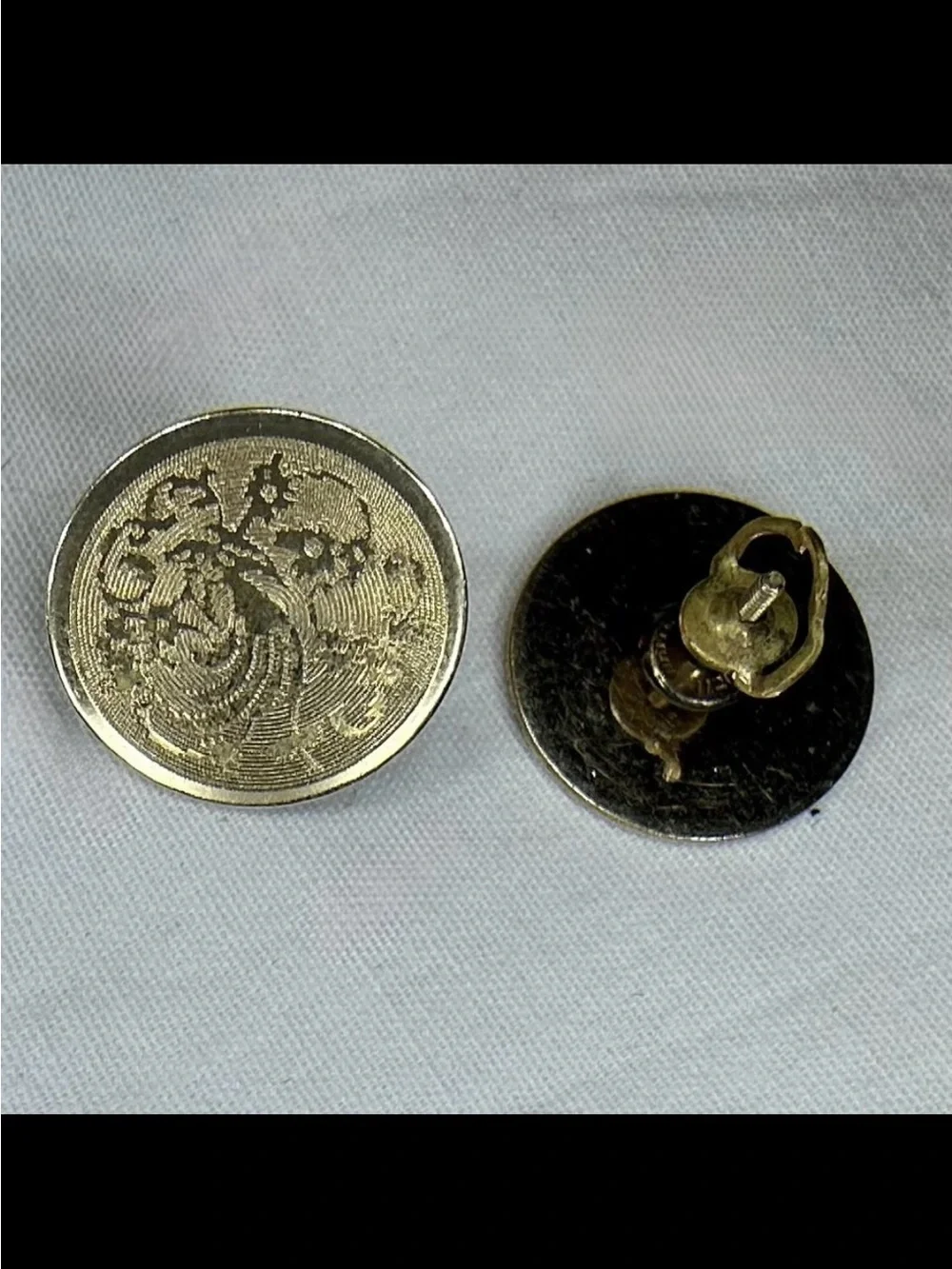 Vintage gold filled floral cuff links ornamental buttons stamped 1/20 kt filled